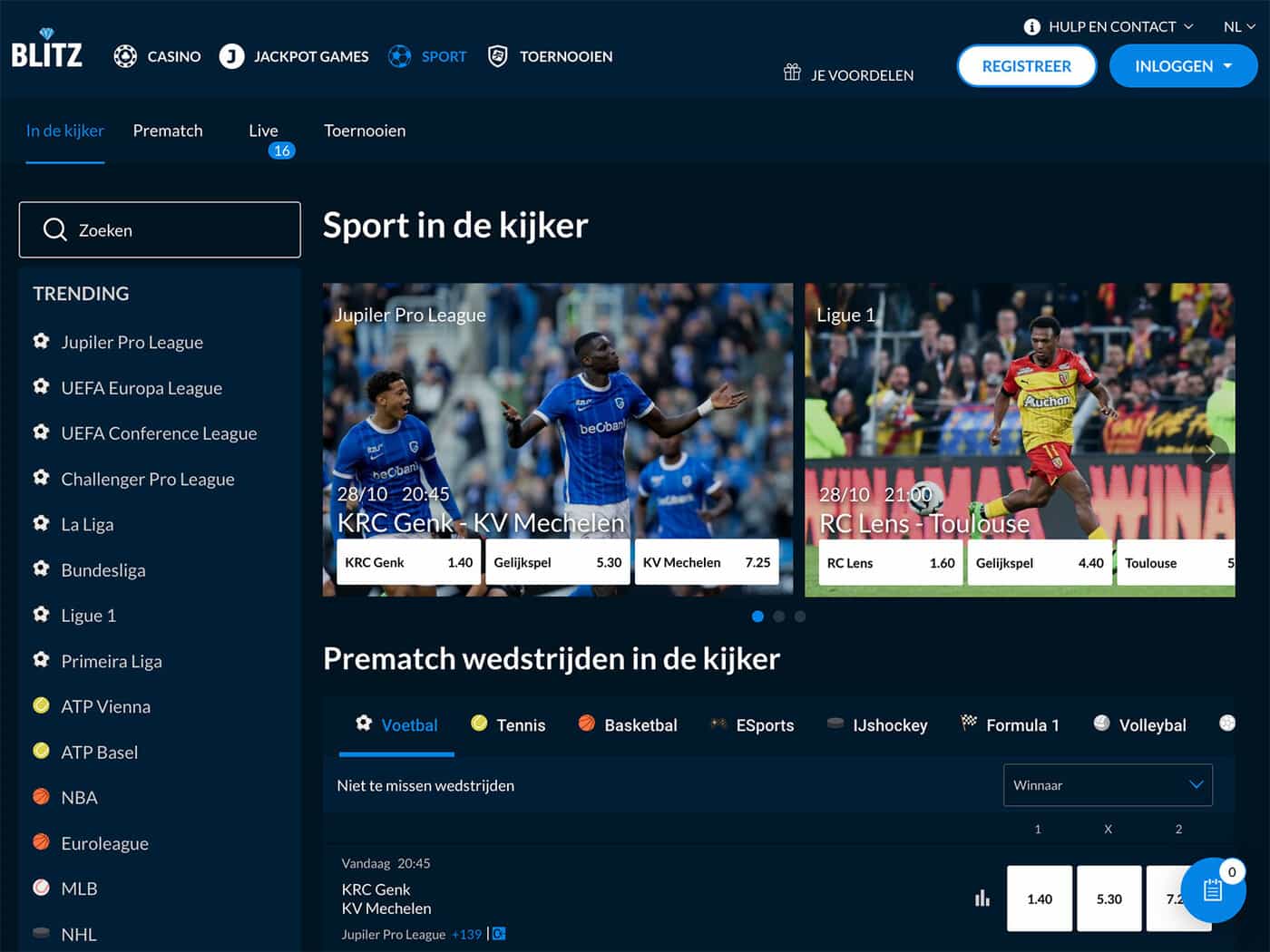 Sportweddenschappen op Blitz